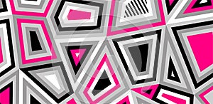 Geometric pattern. Futuristic bright design. Pink. black, grey color