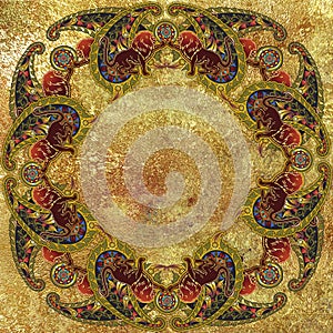 ethnic geometric pattern granular golden background photo