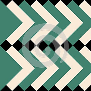 Geometric pattern with green and cream squares