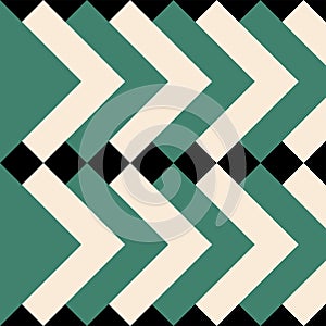 Geometric pattern with green and cream squares photo