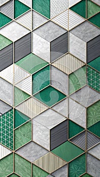 Geometric pattern with green gray textures abstract