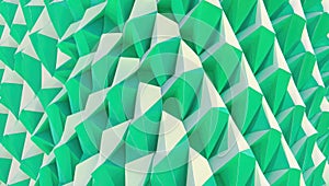 Geometric pattern of green and white folded paper shapes