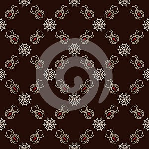 Geometric pattern with icons of spider, spider web