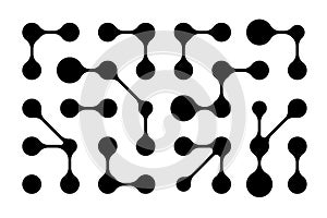 Geometric pattern of interconnected blobs and dots, resembling metaballs. The fluid shapes morph seamlessly, evoking