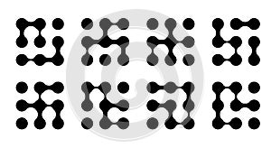 Geometric pattern of interconnected blobs and dots, resembling metaballs. The fluid shapes morph seamlessly, evoking