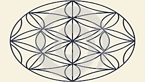 Geometric pattern with interconnected circular shapes, symbolizing unity and harmony, vector design Generative AI