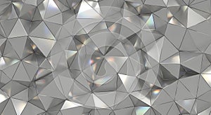Modern geometric metallic surface with subtle iridescent light reflections, abstract background pattern