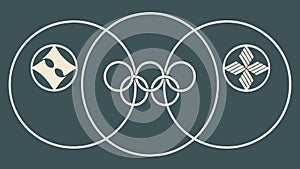 Geometric pattern with interlocking circles and shapes abstract design vector design Generative AI