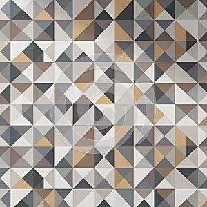 Geometric pattern of interlocking triangles in shades of brown, gray, and beige. The