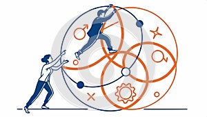 Geometric pattern intertwined circles abstract design element vector design Generative AI