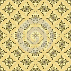 Geometric pattern with lines in the shape of a rhombuses. Seamless background. Black and golden texture. Graphic modern pattern.