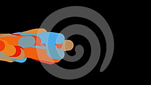 Geometric pattern loop. Circles animation. Modernist abstract background. Bauhaus Design style. Blue, orange, red, brown