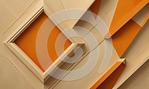 geometric pattern overlapping beige and orange shapes creates visually striking abstract design.