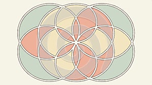 Geometric pattern of overlapping circles design, abstract element vector design Generative AI