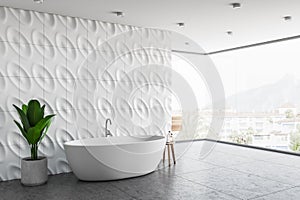 Geometric pattern panoramic bathroom corner