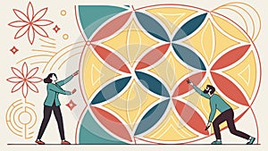 Geometric Pattern with People Dancing, Abstract Design, vector design Generative AI