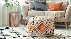 Geometric Pattern Pouffe for Contemporary Homes