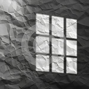 Geometric pattern resembling the shadow of a window on a crumpled surface. The
