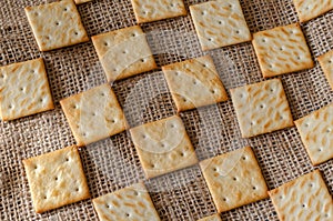 Geometric pattern of salted crackers