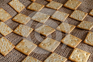 Geometric pattern of salted crackers