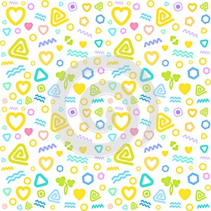 Geometric pattern simple, pastel colors, for kids` fabric.