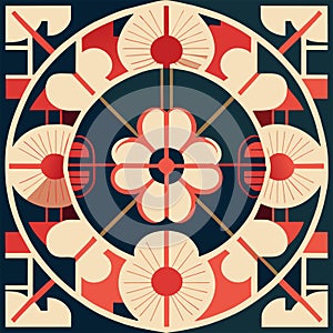 Geometric pattern in the style of the sixties. Seamless vector background. Generative AI