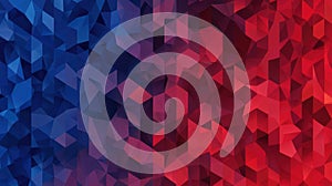 A geometric pattern of triangles in red and blue.