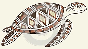 Geometric Pattern Turtle, Stylized Marine Life Design, vector design Generative AI