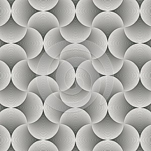 Geometric pattern vector. Geometric simple fashion fabric print. Vector repeating tile texture. Overlapping circles funky theme or photo