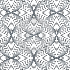 Geometric pattern vector. Vector repeating tile texture. Overlapping circles funky theme or abstract spiral shell .