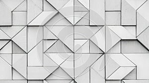 A geometric pattern of white and gray triangles on a wall.
