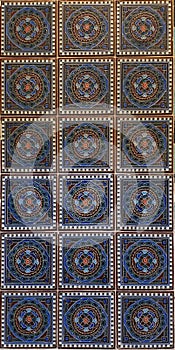 Geometric pattern 3x6 blue background photo