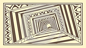 Geometric Patterned Tunnel, Abstract Background Design, vector design Generative AI