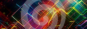 Geometric patterns and shapes based on the geometric patterns, on a dark background . photo