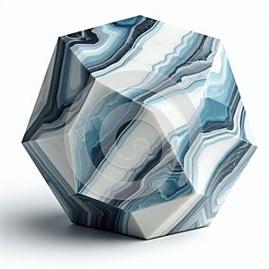 Geometric pebble with angular edges, featuring a marbled pattrn photo