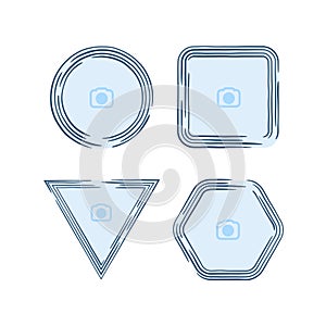 Geometric picture line frames. Circle square trianfle and pentagon frame. Stock vector illustration isolated on white background