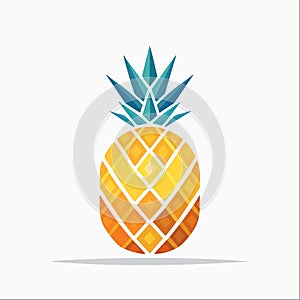 Geometric Pineapple Vector Logo Illustration