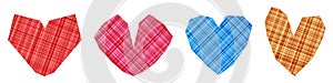 Geometric Plaid Hearts Vector Illustration