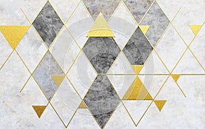Geometric polygon, gold element, fashionable texture background,