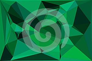 geometric polygonal background with various shades of green, featuring sharp triangular shapes and a dynamic angular pattern for a