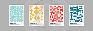Geometric poster in Bauhous style. Vector cover background elements.  Simple modern design. Web banner template. Stock vector