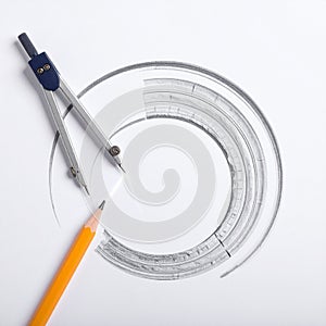 Geometric Precision - Compass and Protractor on White