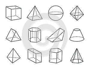 Geometric Prism Set, Varied Forms Figures Drawing photo
