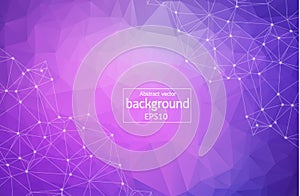 Geometric Purple Polygonal background molecule and communication. Connected lines with dots. Minimalism background. Concept of the