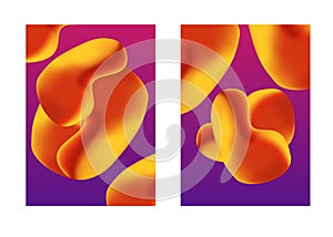 Geometric purple yellow 3D light abstract elements design for annual report, brochure, flyer, leaflet. Geometric orange purple