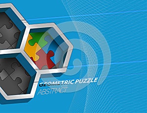 Geometric puzzle shape scene vector