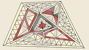 Geometric pyramid design, abstract art, modern shape pattern, triangle structure vector design Generative AI