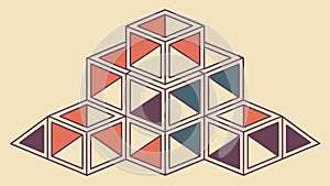 Geometric Pyramid Stack. Abstract Structure & Design, vector design Generative AI