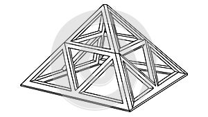 Geometric Pyramid Structure Outline Vector, Architectural Engineering, vector design Generative AI
