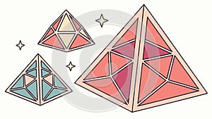 Geometric Pyramid Structures Abstract Vector Set, Generative AI